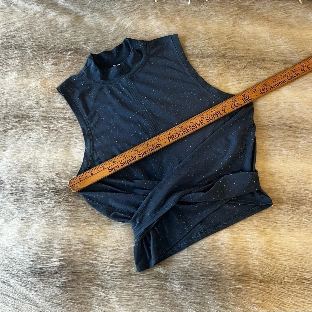 LULULEMON Blue Time to Restore Mock Neck Wrap Around Tie Back Tank Top Bra 4